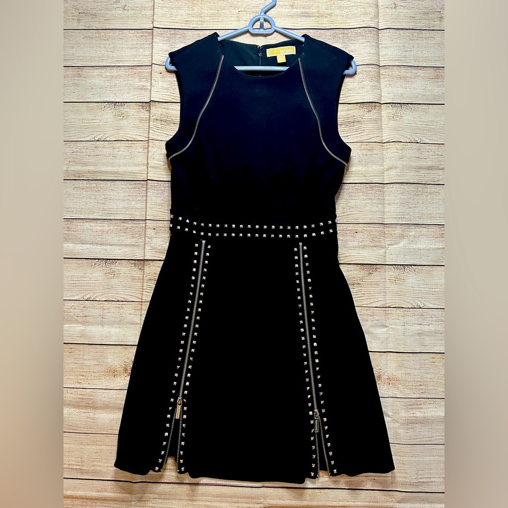 Michael Kors A-Line Pyramid-stud and Zipper Accent dress